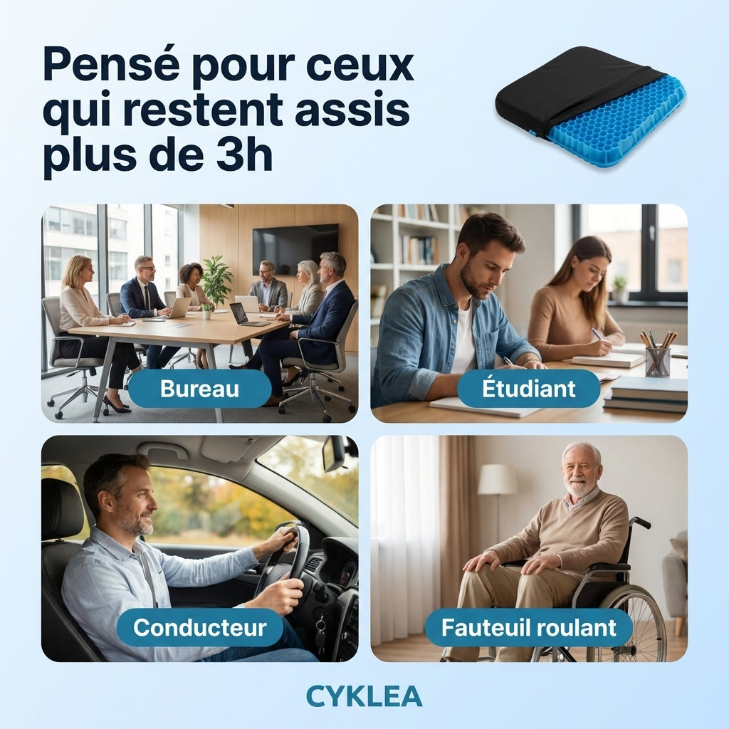 ConfortGel™ - Le coussin qui soulage les douleurs assise